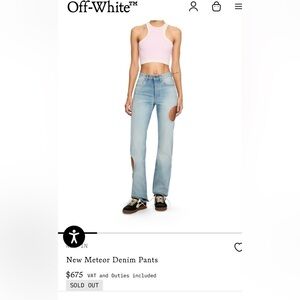 "Off-White" Blue Meteor Cool Baggy Cut-Out Straight Jeans sz27